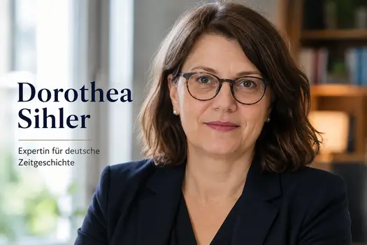 Dorothea Sihler Porträt mit dunkelblauem Blazer und Brille